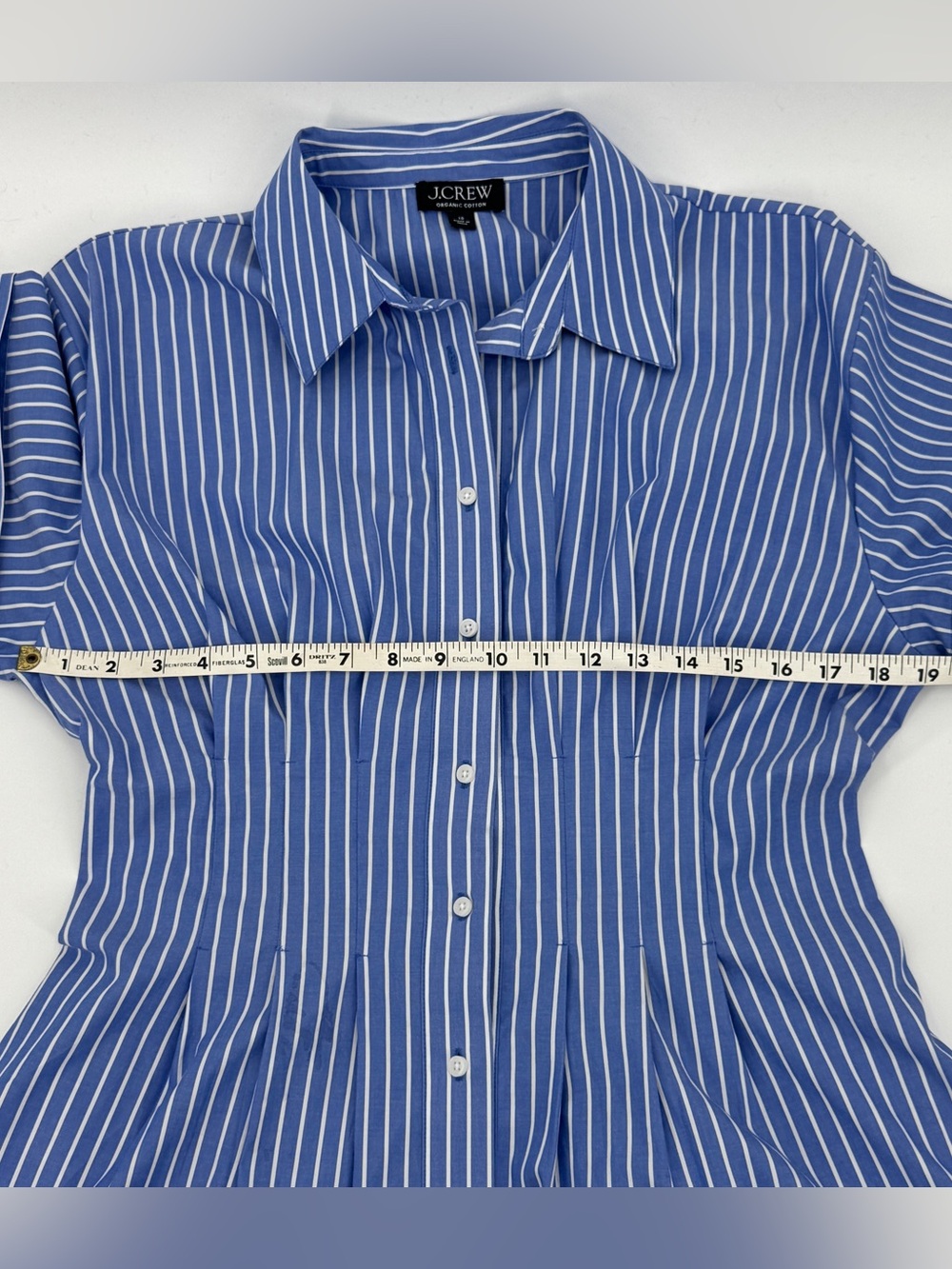 J. Crew Blue Striped Button-Front Women’s Dress fit and flare - Picture 8 of 9